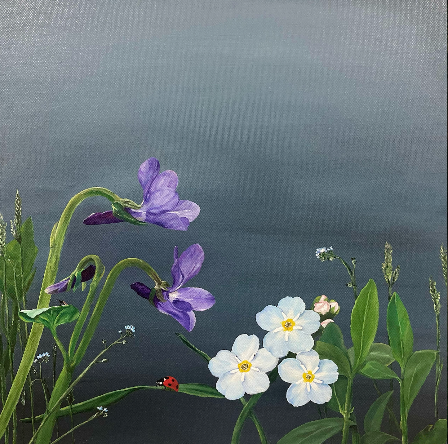 Blooming Blue I - Original Oil Painting